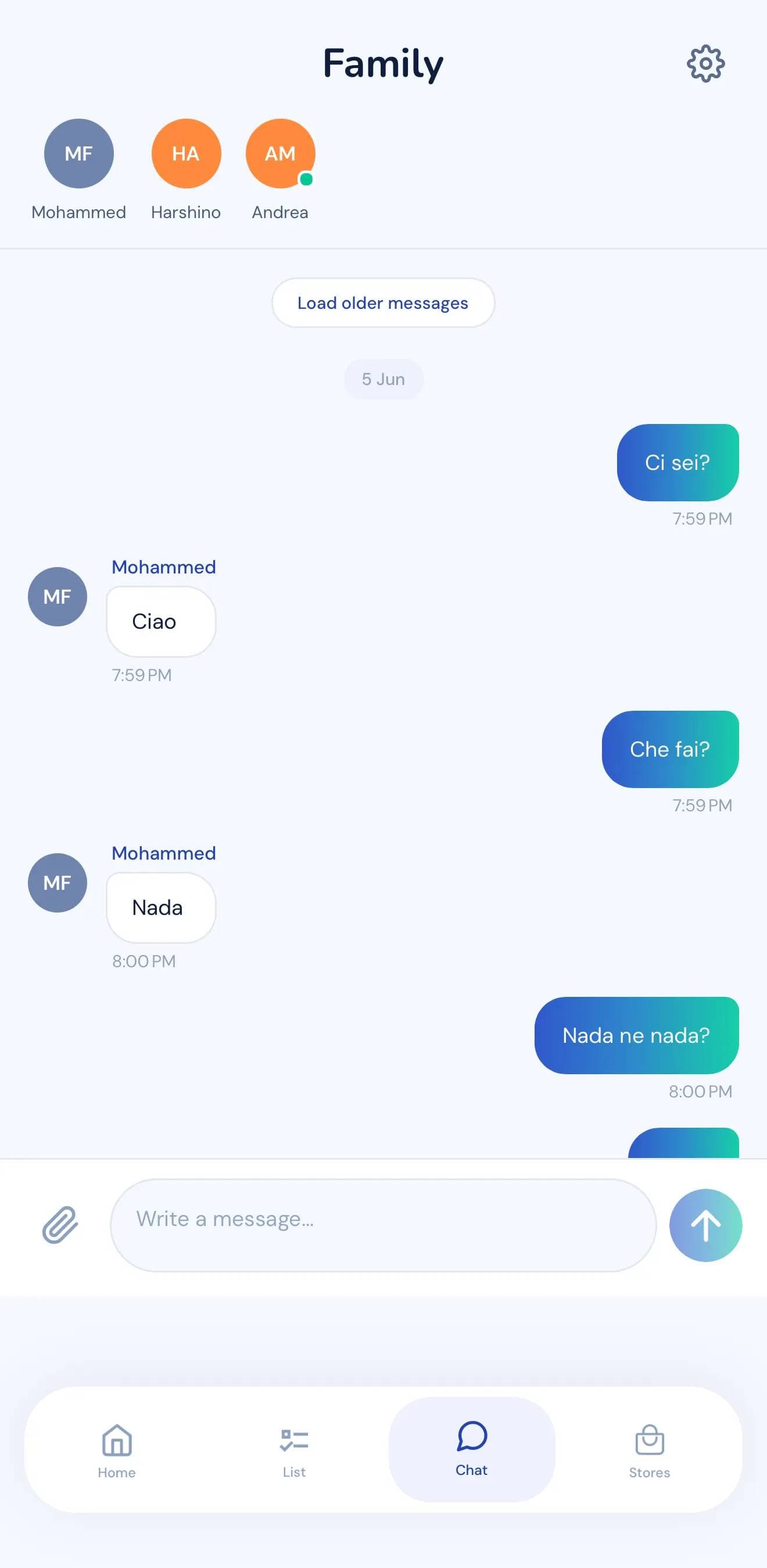SpesApp chat with AI suggestion screen