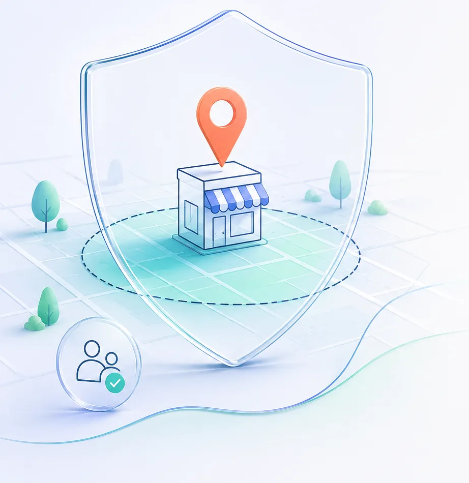 Privacy and geofence shield visual for SpesApp